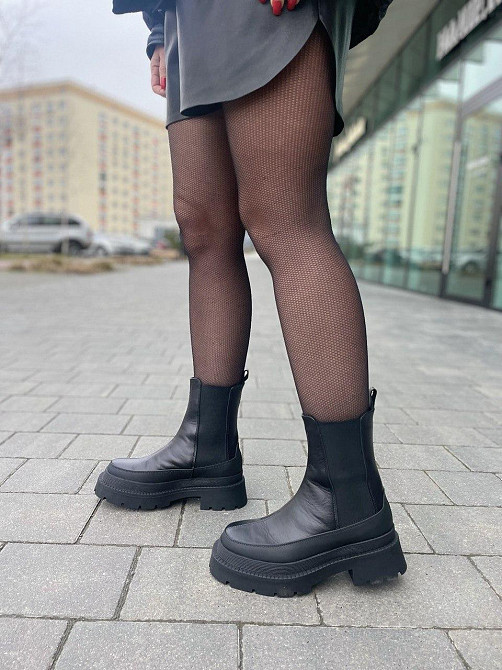 Nikos Жіночі черевики Niko's чорні натуральна шкіра з хутром висота 20 см (2101/181) Коломыя - изображение 4