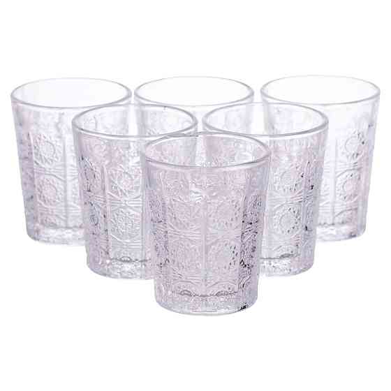 Yiwu Набір скляних стаканів 6 шт по 50 мл з візерунком, прозорі HP-19-132 Коломия
