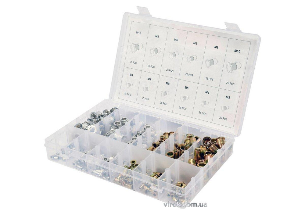 Нітогайки сталеві і алюмінієві YATO з різними розмірами М3-М10, 300 шт. в футлярі [5/20] Одесса - изображение 1