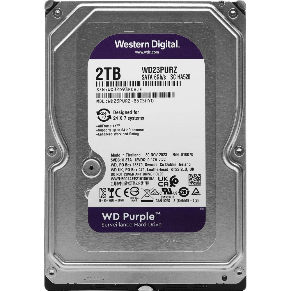 Накопичувач HDD SATA 2.0TB WD Purple 5400 rpm 64MB (WD23PURZ) 3.5" Харків - фото 3