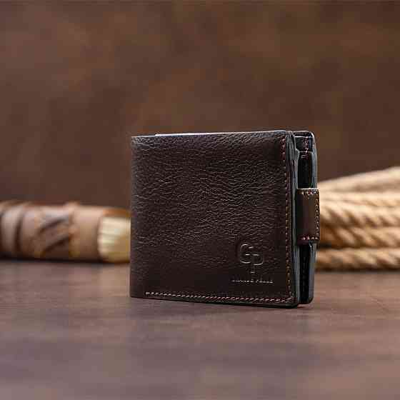 Портмоне горизонтальное Amico на магните на два отделения GRANDE PELLE 11321 Коричневое Киев