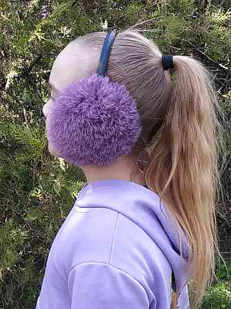 Хутряні навушники дитячі з кролика Темно Фіолетовий Харків