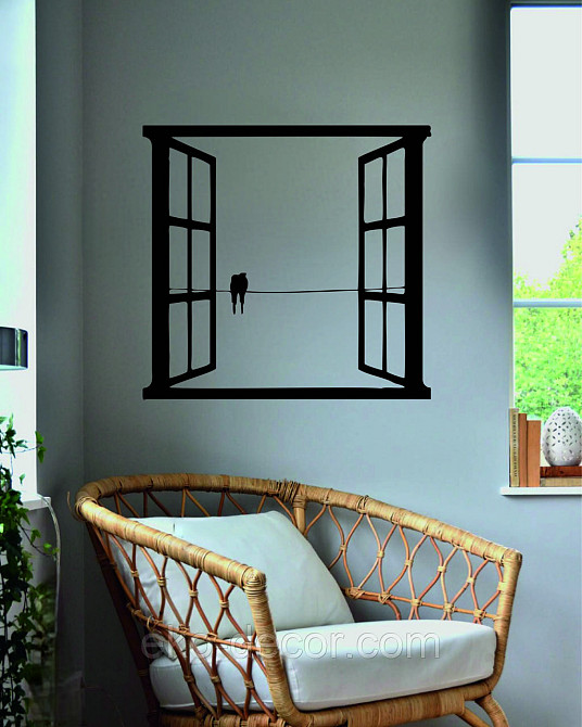 Декоративное настенное Панно «Птицы в окне» Декор на стену 70*66 см, Черный Киев - изображение 9