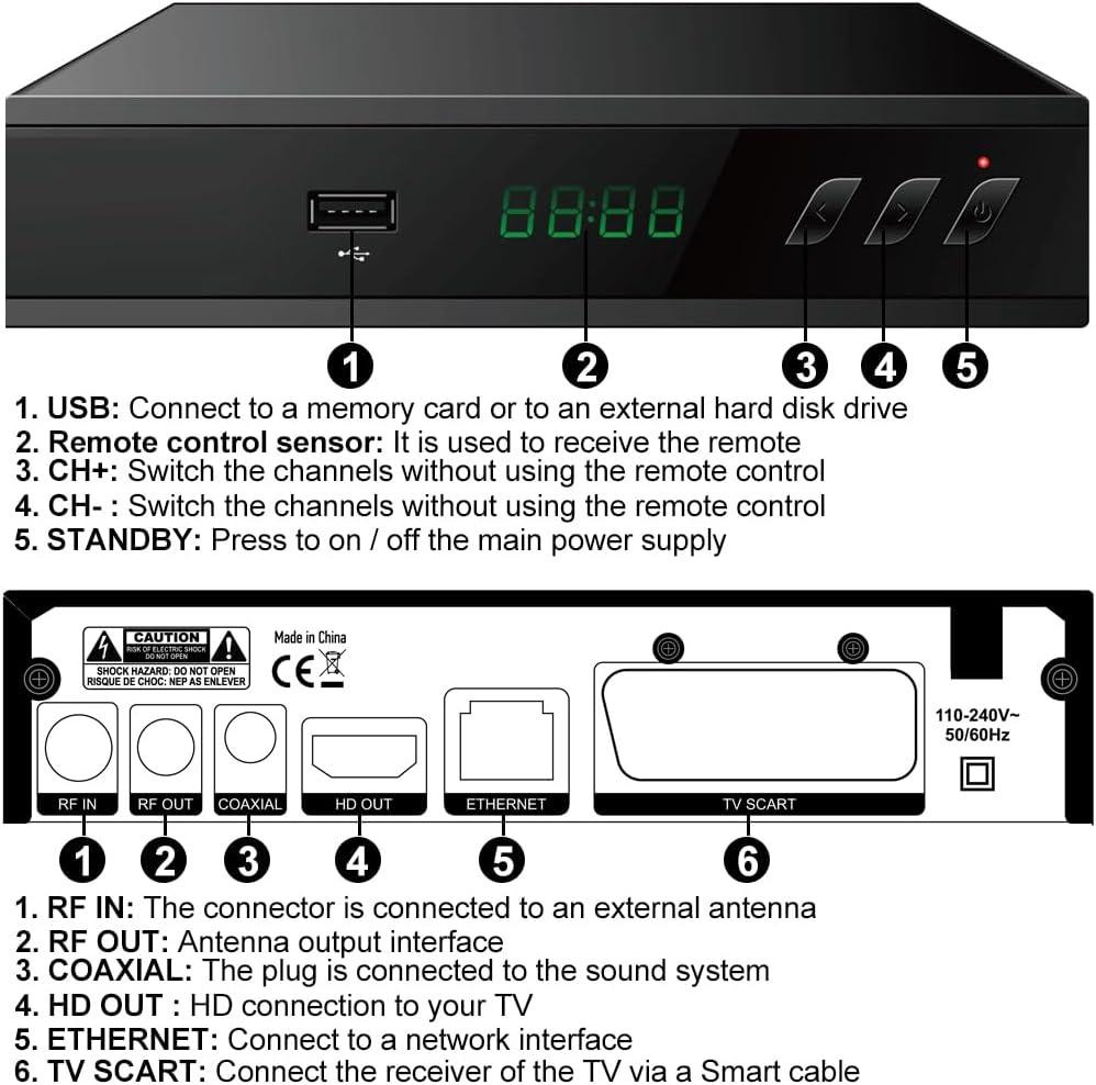 2024 Іспанський декодер tdt HD DTT декодер ТБ DVB-T T2 H265 HEVC FTA Full HD PVR, USB, HDMI, SCART, цифровий ефірний ТВ-тюнер, ци Київ - фото 5
