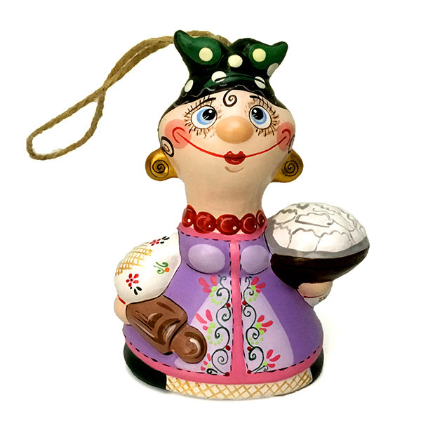 Колокольчик из керамики Казачка со скалкой и вареникаим Киев - изображение 1