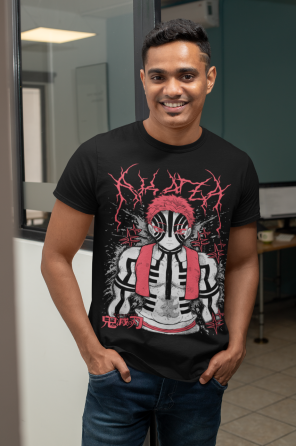 Футболка з аніме принтом Вбивця демонів оверсайз (S/M/L) Чорний AnimeJ0773 Дніпро