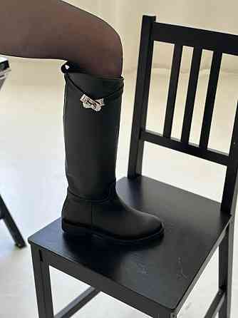 Olli Чоботи жіночі зимові шкіряні на низькому ходу чорні C-7-2555 / Теплі чобітки на зиму з нат Коломия