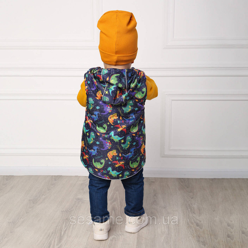 Дитяча куртка-жилетка 2 в 1 демісезонна Динозаврі у космосі Харків - фото 3