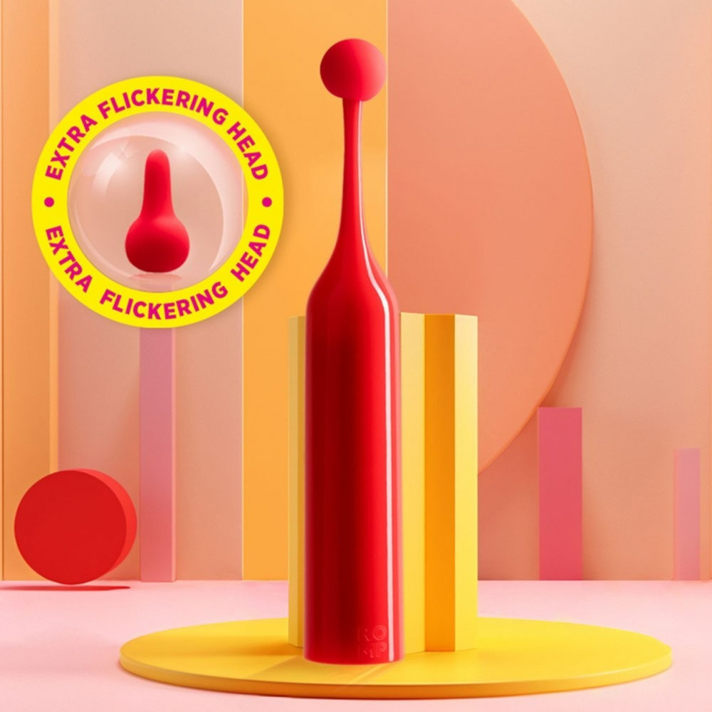 Вібратор для клітора з двома насадками Romp Pop, червоний, 14.3 х 2.4 см Sex Aura Київ - фото 2