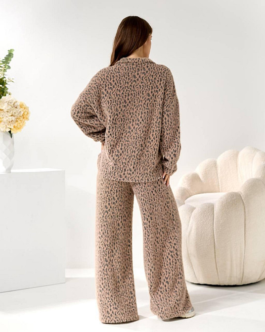 Женский стильный теплый принтованный костюм, альпака принт Шоколад, 46/48 Одесса - изображение 4