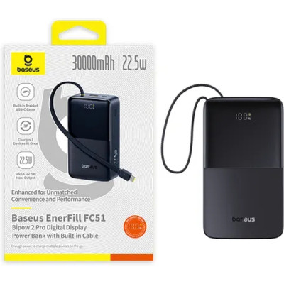 Батарея универсальная Baseus EnerFill FC51 Bipow2 Pro 30000mAh 22,5W build cab.USB-C black (E0028100) Винница - изображение 11