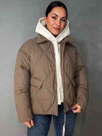 Куртка женская Haiziyuan 552 демисезонная оверсайз с капюшоном коричневая, коричневый, M Киев