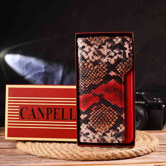 Лаковане портмоне клатч з натуральної шкіри з тисненням під змію (CANPELLINI) Київ