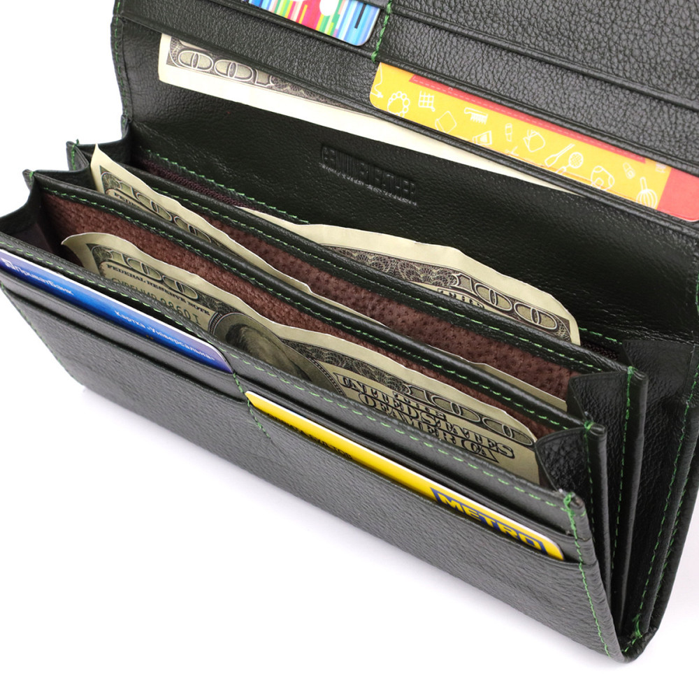 Стильний гаманець для жінок з монетницею із натуральної шкіри ST Leather 23106 Зелений Київ - фото 6