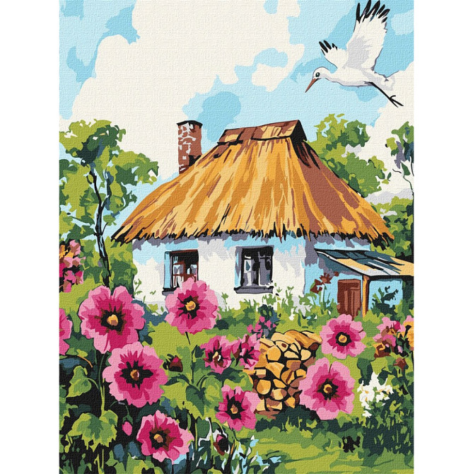 Картина за номерами "Мальви біля хати" ©art_selena_ua KHO6407, 30x40 см Вінниця - фото 1