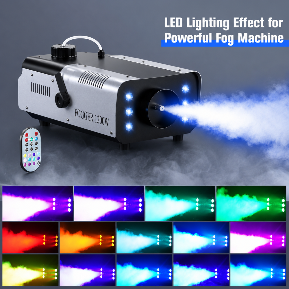 Дым-машина 1200 Вт RGB с 6 LED, генератор тумана с баком 1 л, пульт ДУ до 50 м, для сцены, свадьбы, вечеринок, Хэллоуина Киев - изображение 4