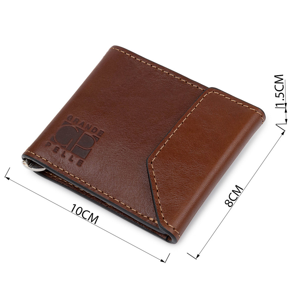 Мужской вместительный зажим для денег GRANDE PELLE 11522 Коричневый Киев - изображение 3