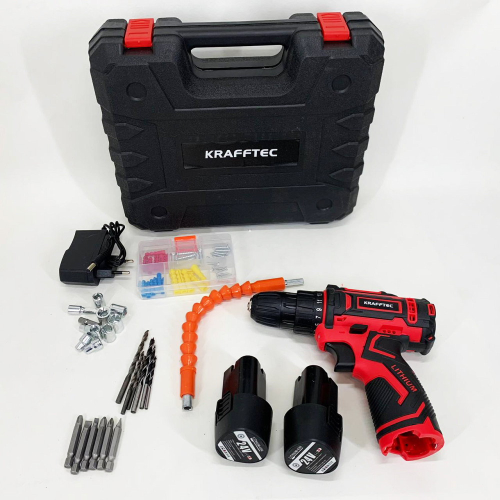 Магазинный аккумуляторный шуруповерт KRAFFTEC 24V, Шуруповерт на аккумуляторе с насадками SH-97 Львов - изображение 14