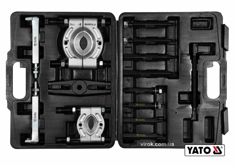 Знімач універсальний і 2 розділювачі YATO : діапаз.- 35-130 мм, до Ø≤ 60 і 75 мм, 14 шт + кейс [2] Одеса - фото 1