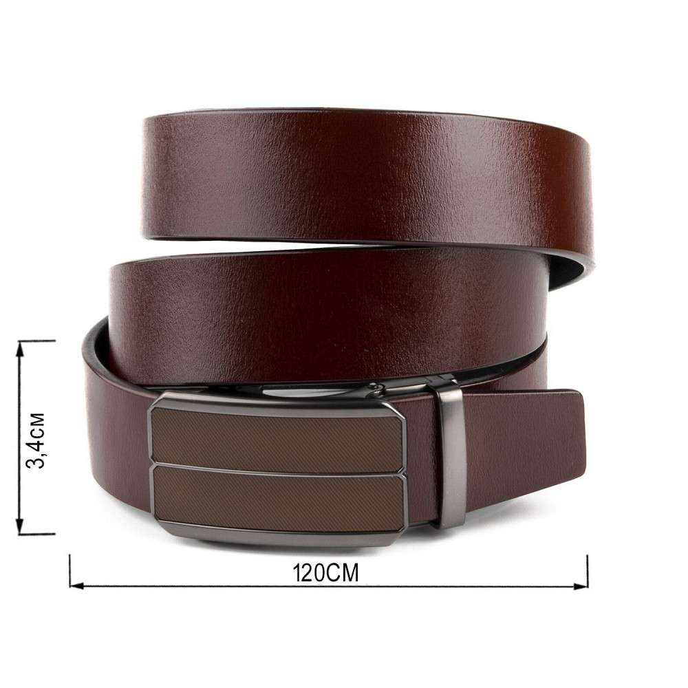 Ремінь чоловічий з коричневою вставкою і затемненим металом Vintage 20280 Коричневий Київ - фото 6