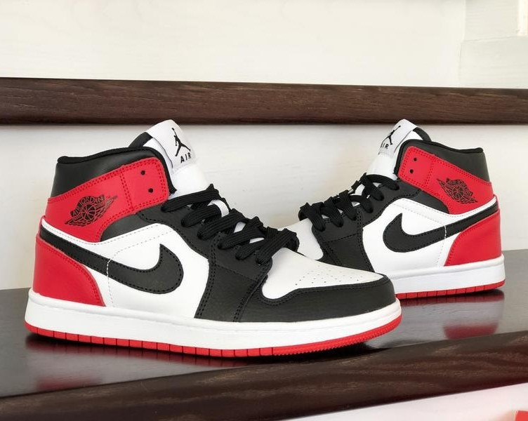 Кроссовки Nike AIR Jordan Белые Красные Мужские Черные Джорданы Высокие Найк (размеры: 41,42,43,44,45) Днепр - изображение 3