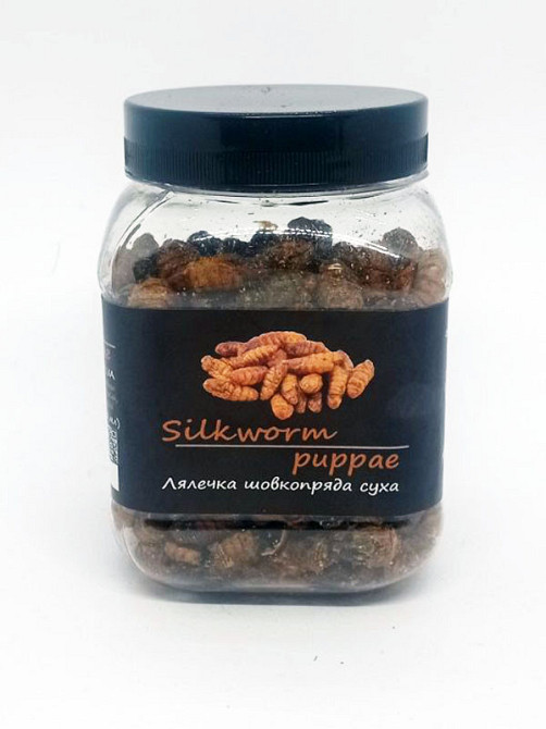 Лялечка тутового шовкопряда суха "SilkWorm" тм Буся. Корм для рептилій, їжаків, птахів, гризунів, риб. 450мл/100г Зміїв - фото 3