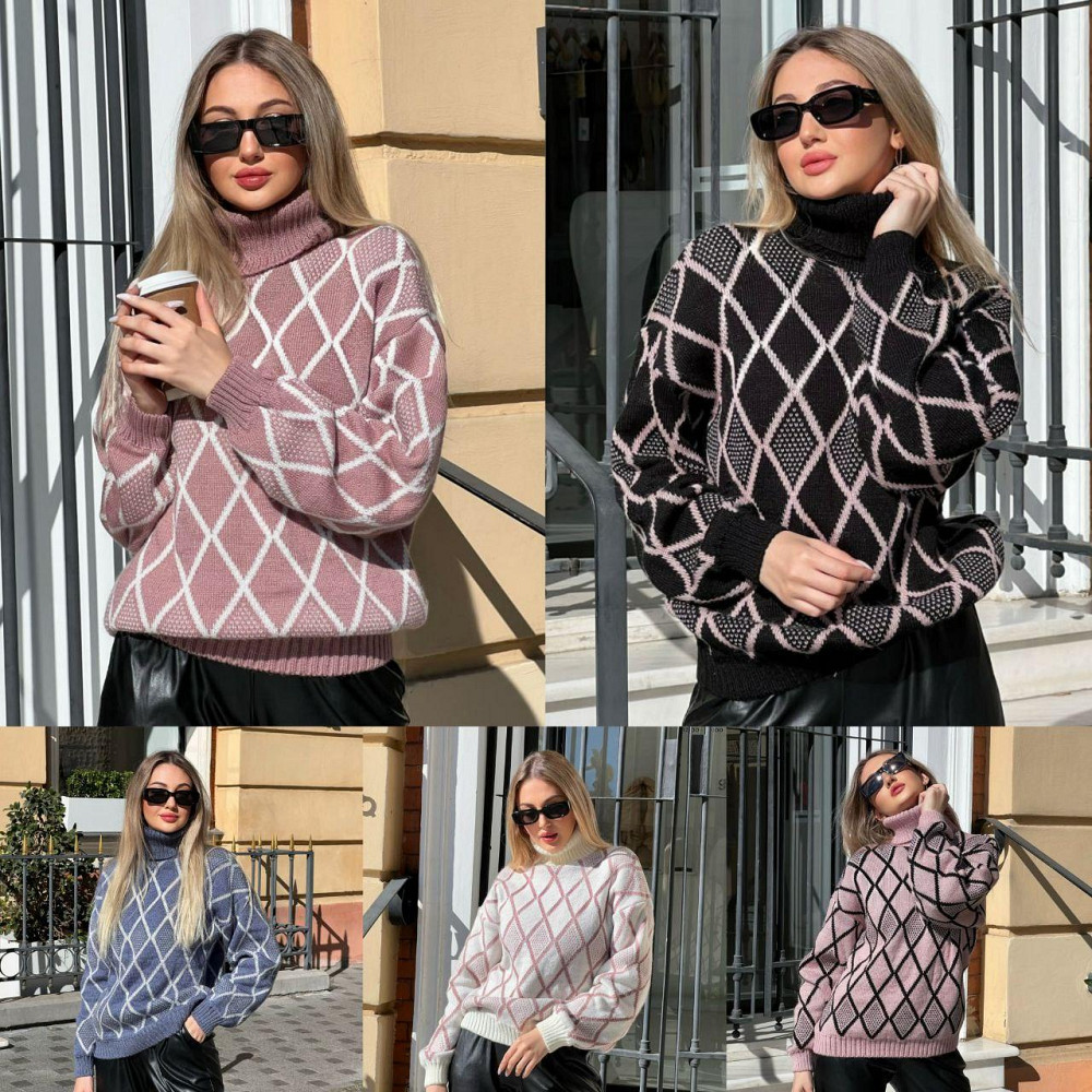 Жіночий стильний в'язаний светр графічний принт. 42-52р. Київ - фото 1