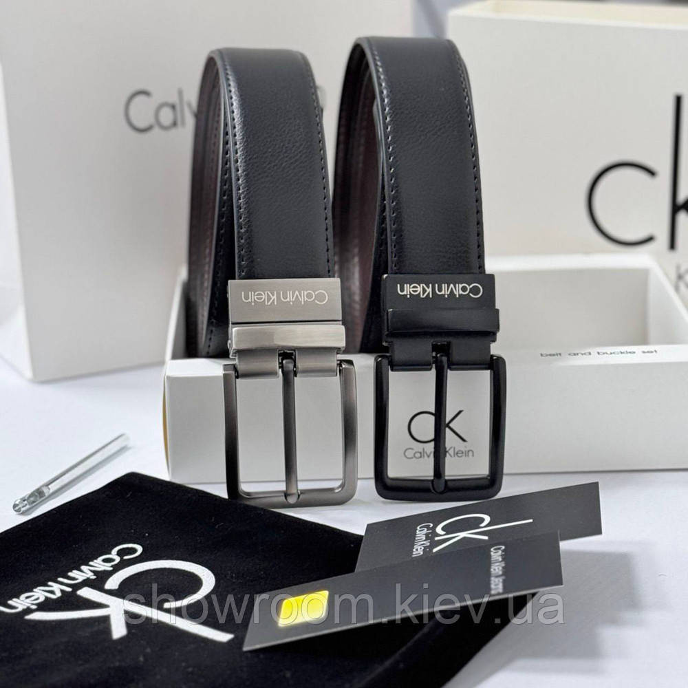 Двосторонній шкіряний ремінь у подарунковій упаковці (452) чорний/коричневий Київ - фото 10