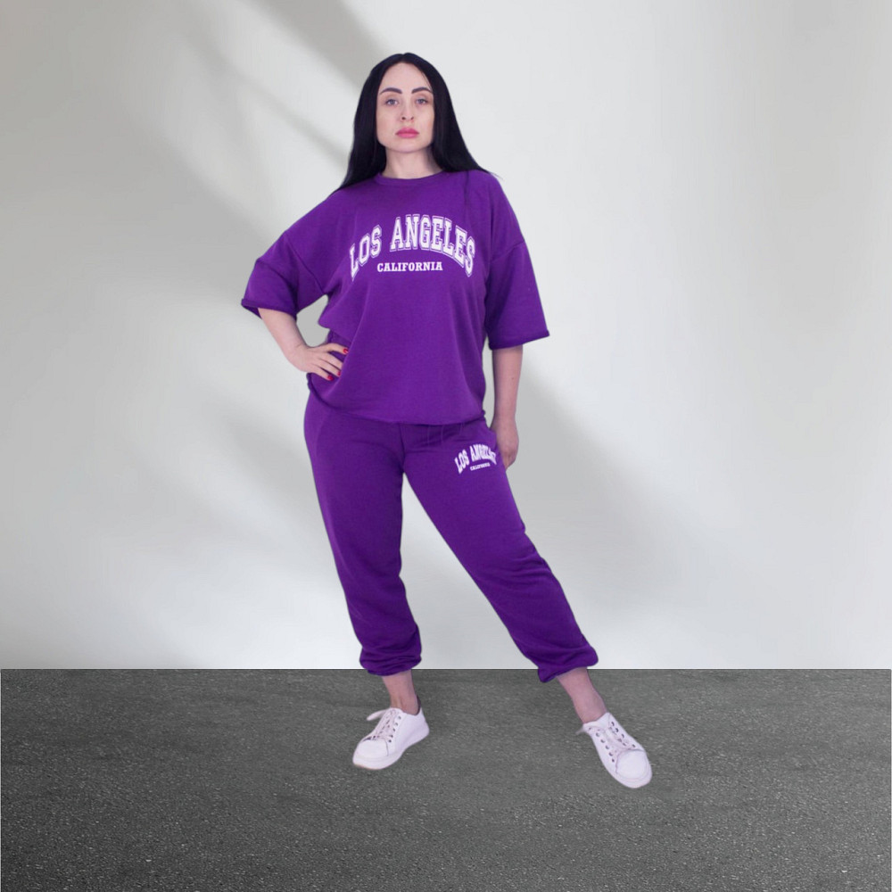 Спортивный летний костюм женский Фиолетовый M-L Харьков - изображение 3