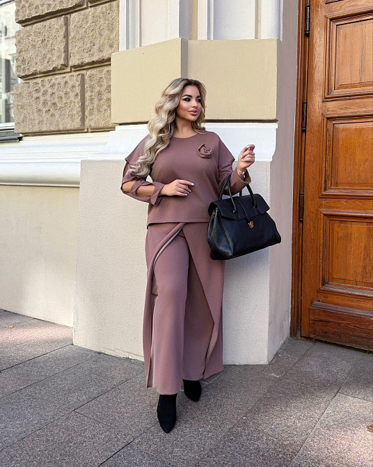 Женский батальный костюм двойка креп дайвинг Капучино, 52/54 Одесса - изображение 7