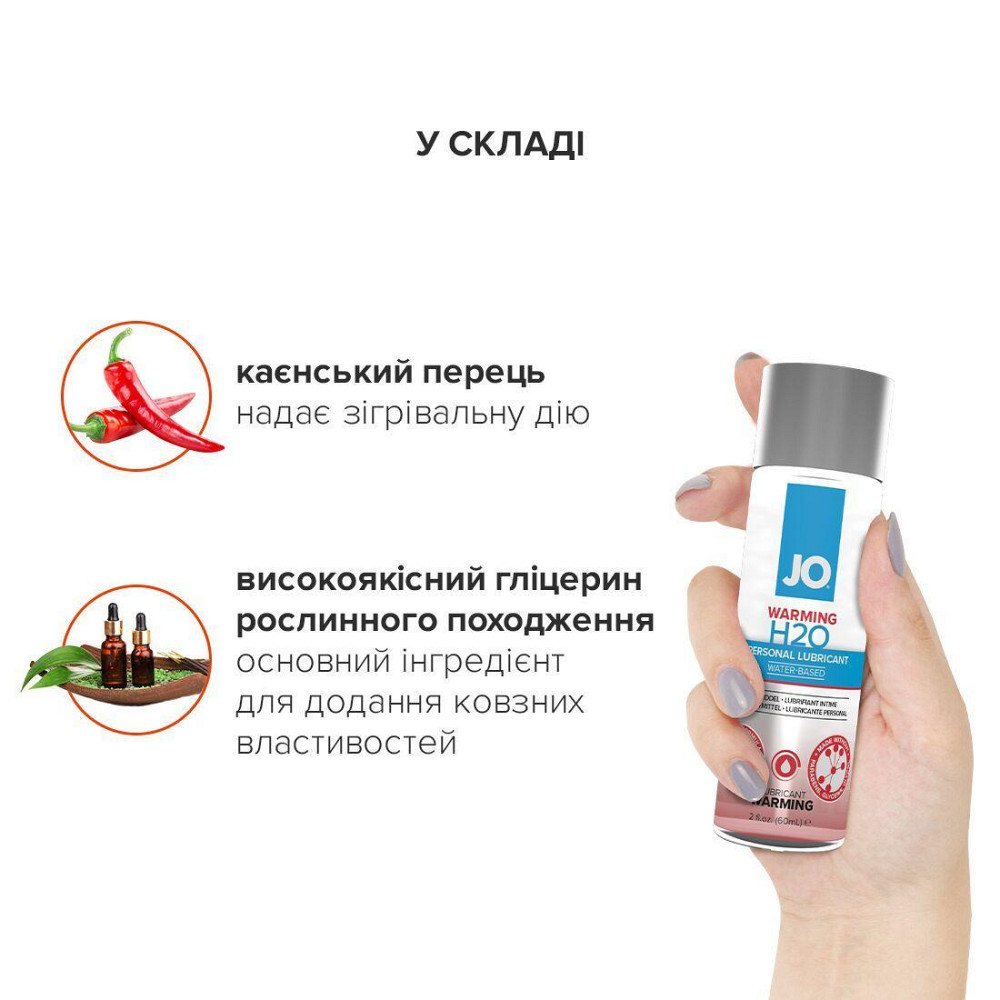 Согревающая смазка на водной основе JO H2O WARMING (60 мл) с экстрактом перечной мяты Sex Aura Киев - изображение 4