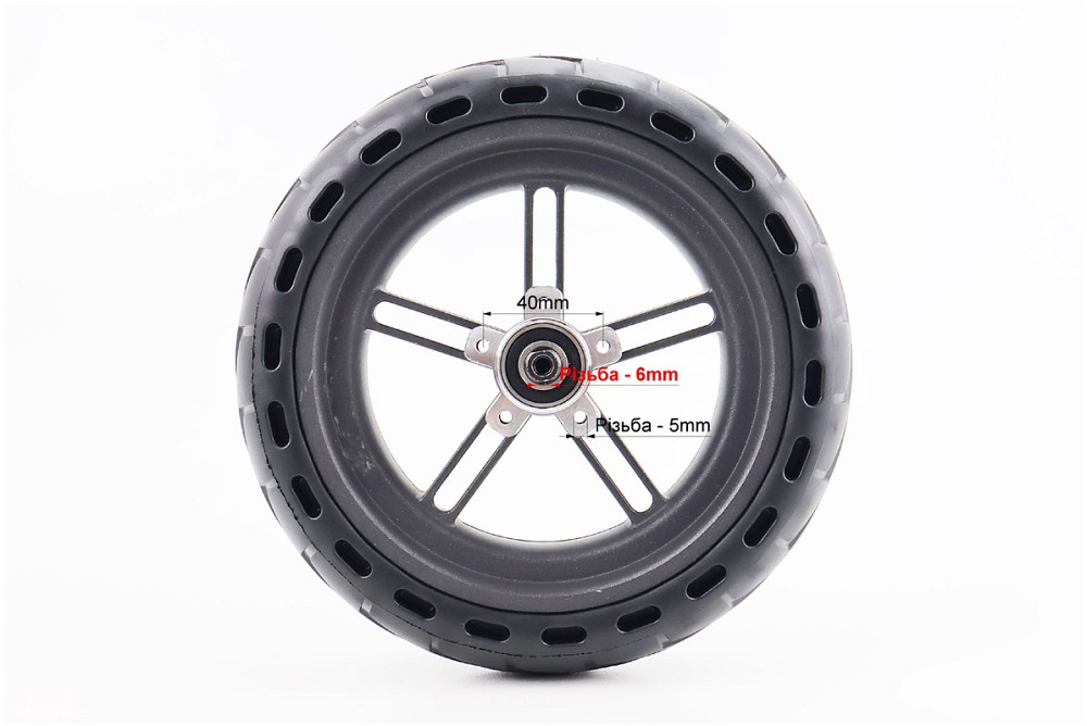 Колесо заднє 8,5" алюмінієве з стільниками для амортизації, пром-підшипники (12х28х8) 6001 2RS, Disk-brake Київ - фото 4
