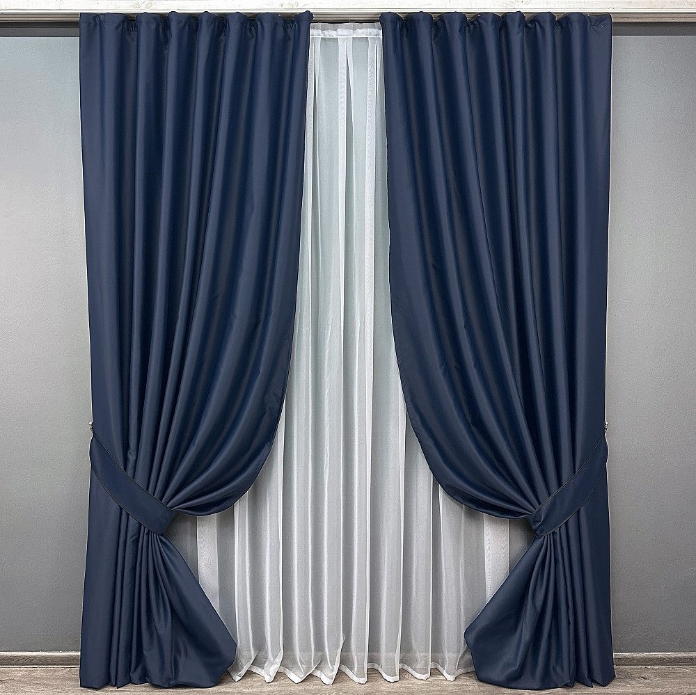 Комплект готовых штор VR-Textil Блэкаут Midnight № 1164ш Темно-синий 150х290 см 2 шт (30-977) Киев - изображение 10