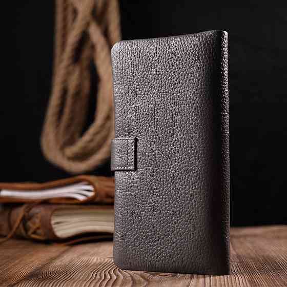 Вертикальное женское портмоне из натуральной кожи KARYA 20999 Серый Киев