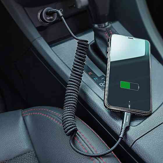 Кабель Lightning Baseus Fish eye Spring Data USB-Lightning CALSR-01 (Чорний, 1м) Николаев
