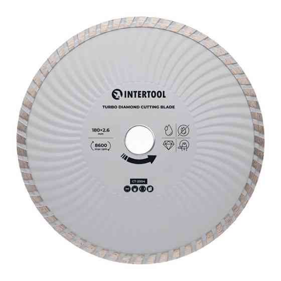 Диск відрізний алмазний Turbo, 180 мм, 16-18%, 8600 об/хв INTERTOOL CT-2004 Київ