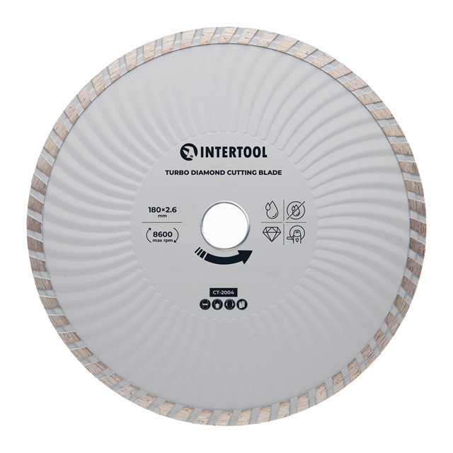 Диск отрезной алмазный Turbo, 180 мм, 16-18%, 8600 об/мин INTERTOOL CT-2004 Киев - изображение 1
