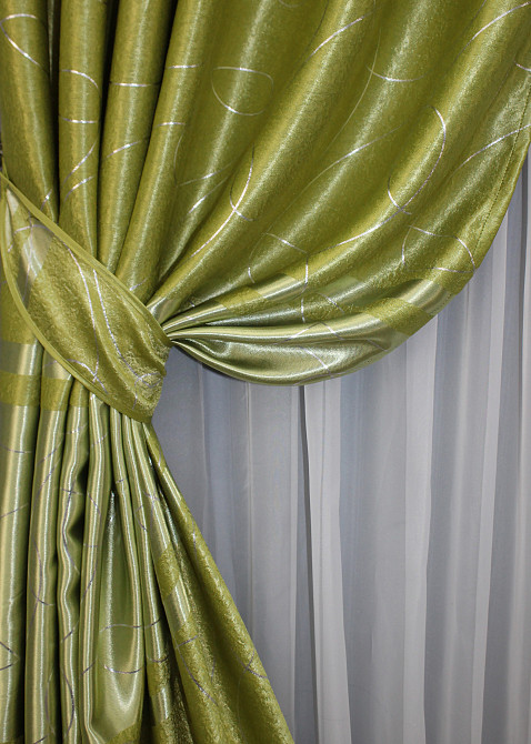 Комплект готових штор VR-Textil Софт Ліана № 462ш Оливковий 150х270 см 2 шт (30-202) Київ - фото 13