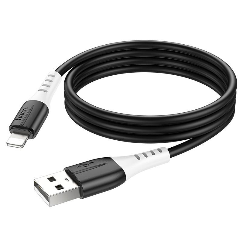 Кабель HOCO X82 USB - iP 2.4A, 1m, silicone, silicone connectors, Black 6931474768537 Одесса - изображение 1