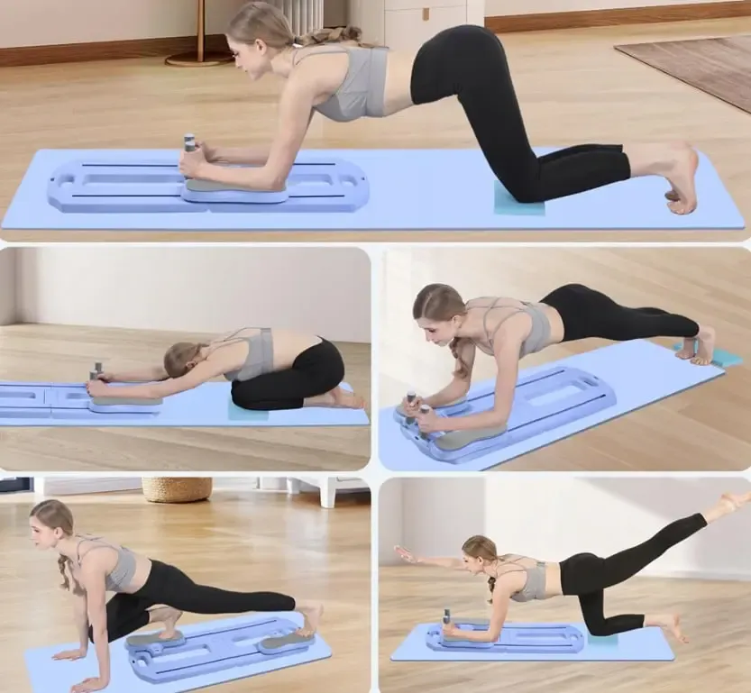 Тренажер напольныйдля пилатеса MM3000 для пресса и ног, с резинками Синий Коломия - фото 6
