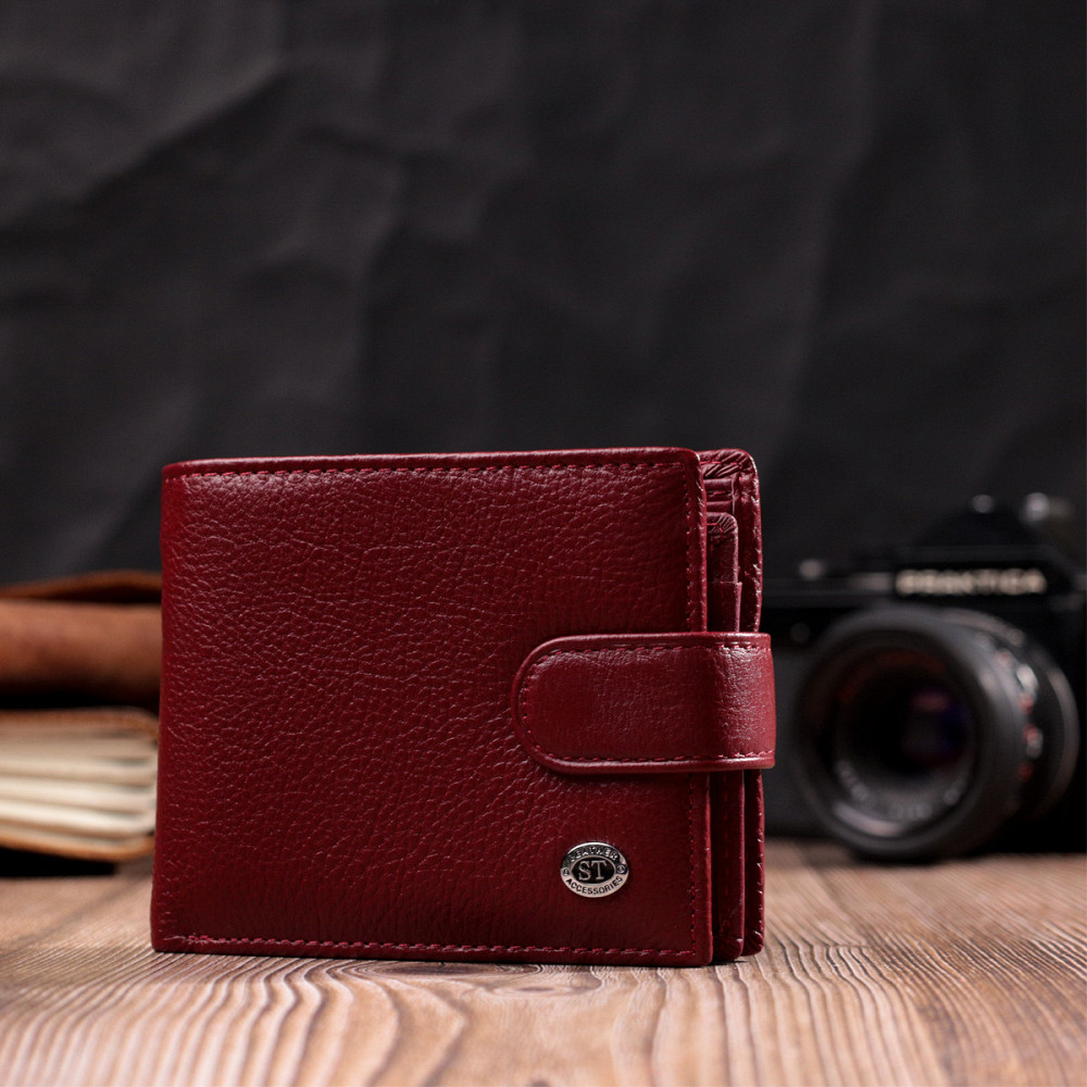 Стильное женское портмоне с блоком для карт из натуральной кожи ST Leather 19472 Бордовый Киев - изображение 9