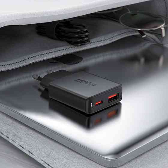 Мережевий зарядний пристрій ACEFAST A69 PD30W GaN (USB-A+USB-C) ultra-thin charger Black Одеса