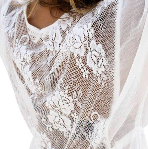Пляжний халат з мереживом на спині L білий Київ - фото 7
