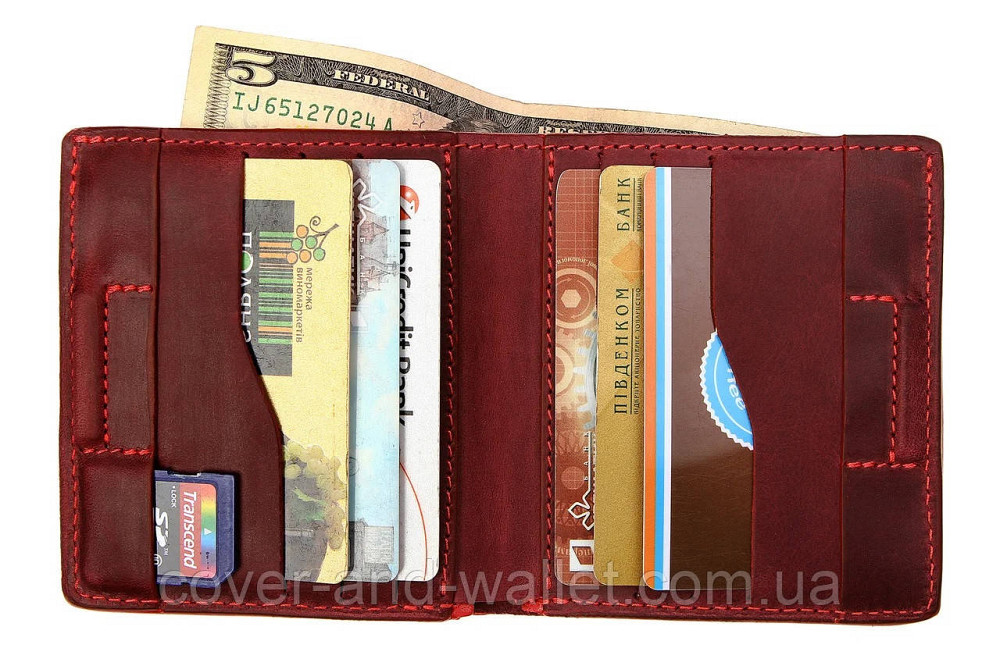 Компактний жіночий шкіряний гаманець на магнітах марсалового кольору Grande Pelle Lettera Київ - фото 7