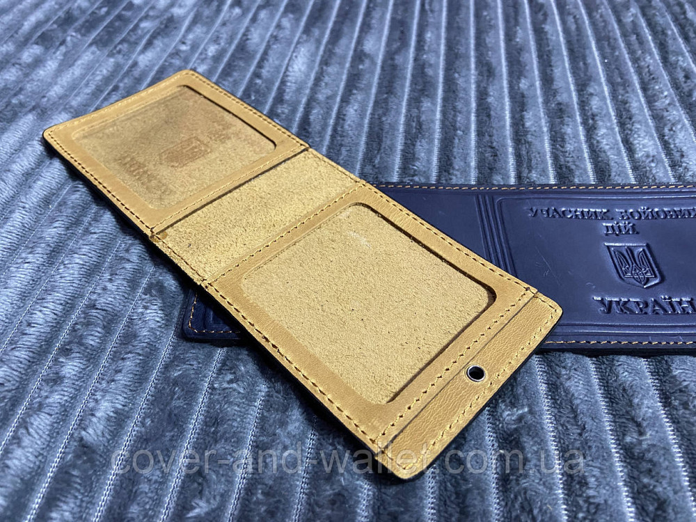 Обкладинка на посвідчення "Учасник бойових дій" із вінтажної шкіри Crazy Horse Київ - фото 2