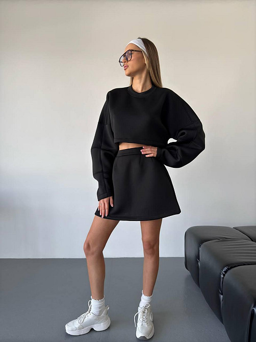 Женский оверсайз костюм двойка: кофта и юбка из неопрена Одесса - изображение 7