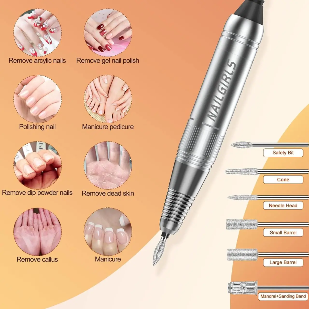 Уцінка Електричний фрезер для манікюру NAILGIRLS T18 35000 об/хв, акумуляторний, 11 фрез, професійний для гелю та акрилу Київ - фото 3