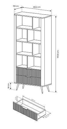 Стелаж Perfect Home Ланте / Lante 2S з 2 шухлядами і золотими ніжками Беж (PFH-091103) Дніпро