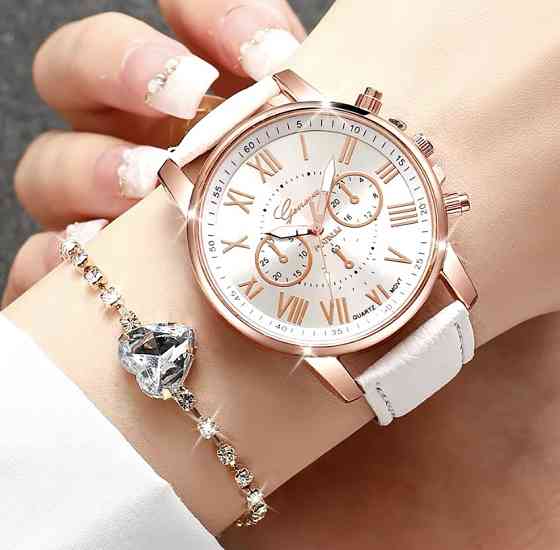 Подарочный набор для женщин: наручные часы, браслет, кольцо, ожерелье и серьги - без подарочной коробки Киев