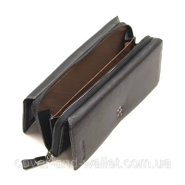 Місткий шкіряний гаманець-клатч чорного кольору Marco Coverna 1393 Київ - фото 5